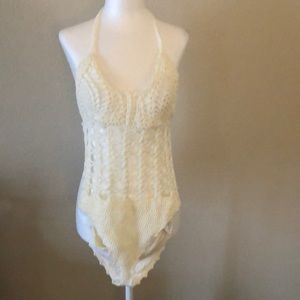 Cream Crochet Onesie Suit